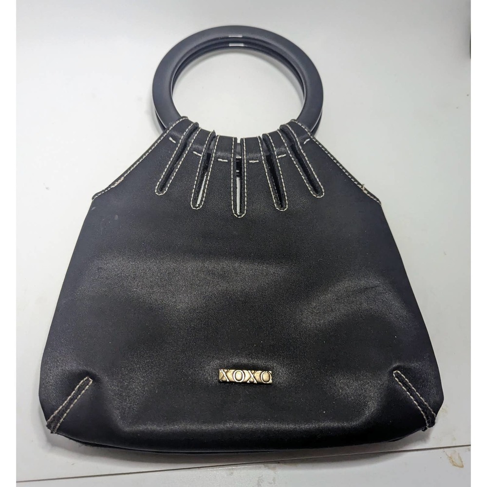 Black 7.5X7.5" XOXO Evening Bag Purse w Bracelet Handle